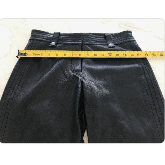 DKNY BLACK LEATHER BIKER STITCHING PANTS SIZE US 6 - Picture 10 of 16